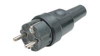 341gus Nelco German Mains Plug & Socket, 16A Black, Cable Mount Rubber