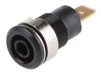 233060-21 Staubli Black Female Banana Socket, 4 mm Connector, Tab Termination, 32A, 1000V, Gold Plating