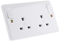 k1246-whi MK Electric Logic Plus White 2 Gang Plug Socket, 2 Poles, 13A, Type G - British, Indoor Use
