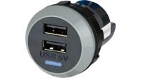 pv65r-d Alfatronix Dual USB Car Charger, 9 → 32V dc Input, 5V dc Output USB Type A, 3A