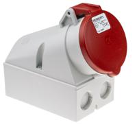 736 MENNEKES IP44 Red Wall Mount 7P Right Angle Socket, Rated At 32A, 415 V