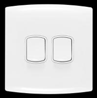 alf4722whw Contactum White Rocker Light Switch, 2 Way, 2 Gang, Alfanar