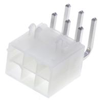 39-30-1060 Molex Mini-Fit Jr Series Right Angle Through Hole PCB Header, 6 Contact(s), 4.2 mm Pitch, 2 Row, Shrouded
