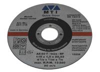 257-115 MTI Aluminium Oxide Cutting Disc, 115mm x 1mm Thick, 1 in pack