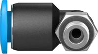 qsml-m5-6 Festo QS Series Elbow Threaded Adaptor, M5 Male to Push In 6 mm, Threaded-to-Tube Connection Style, 153335