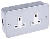 768-3508 RS PRO Grey 2 Gang Plug Socket, 0 Poles, 13A, Type G - British, Indoor Use
