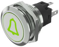 82-61511a34b005 EAO 82 Series Illuminated Illuminated Push Button Switch, Momentary, Panel Mount, 22.3mm Cutout, SPDT, Green LED, 240V,