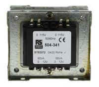 504-341 RS PRO 100VA 2 Output Chassis Mounting Transformer, 12V ac, IEC 61558-2-6