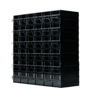 280-6421 RS PRO 36 Drawer Storage Unit, Polystyrene, 338mm x 338mm x 133mm, Black, Transparent