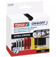 55229-00000-02 Tesa Black Hook & Loop Tape, 50mm x 1m