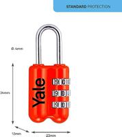 yp2231281r Yale Combination Combination Padlock, 3mm Shackle, 23mm Body