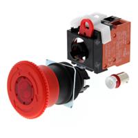 a22el-m-24a-01 Omron A22E Series Twist Release Illuminated Emergency Stop Push Button, Panel Mount, 22mm Cutout, 1NC, IP65