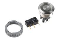 124166341124000 Schurter Illuminated Push Button Switch, Momentary, Panel Mount, 22mm Cutout, SPDT, Blue LED, 250V ac, IP40, IP67