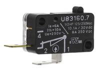 83-160-703 Crouzet Plunger Micro Switch, Tab Terminal, 6 A @ 250 V ac, SPST