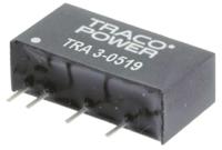 tra-3-0513 TRACOPOWER TRA 3 DC-DC Converter, 15V dc/ 200mA Output, 4.5 → 5.5 V dc Input, 3W, Through Hole, +85°C Max Temp