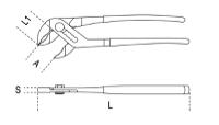 1048n-175 BETA Water Pump Pliers, 175 mm Overall, Flat Tip, 31mm Jaw