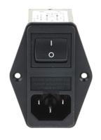 43044024 Schurter 6A, 250 V ac Male Panel Mount Filtered IEC Connector 2 Pole 4304.4024, Solder 2 Fuse