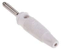 930727107 Hirschmann Test & Measurement White Male Banana Plug, 4 mm Connector, Solder Termination, 30A, 30 V ac, 60V dc, Nickel