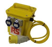 122-6712 RS PRO 3.3 kVA Intermittent 5 Mins on 15 Mins off Site Transformer, 110V Primary, 230V Secondary, 2 x 16A O/P