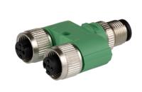 1511789 Phoenix Contact Y-Shaped 4 Pole M12 Plug to 4 Pole M12 Socket Adapter