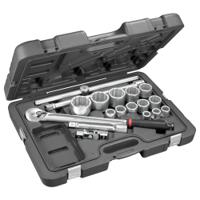 kl501 Facom 15-Piece Metric 3/4 in Standard Socket Set with Ratchet, 12 point