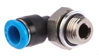 qsml-g18-6 Festo QS Series Elbow Threaded Adaptor, G 1/8 Male to Push In 6 mm, Threaded-to-Tube Connection Style, 186269