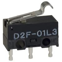 d2f-01l3 Omron Simulated Roller Lever Microswitch, PCB Terminal, 100 mA at 30 Vdc VA, SPDT, IP40