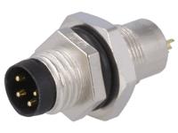 8-04pmms-sh7001 Amphenol Industrial Circular Connector, 4 Contacts, Panel, M8 Connector, Plug, Male, IP67, M Series