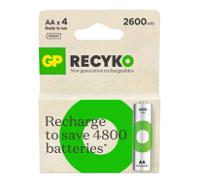 gprhc272e044 Gp Batteries GP Recyko AA NiMH Rechargeable AA Battery, 2.65Ah, 1.2V - Pack of 4