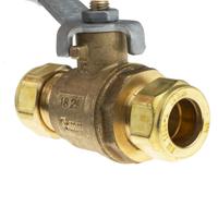 486-293 RS PRO Brass Reduced Bore, 2 Way, Ball Valve, Compression 15mm, 15mm