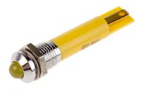210-434 RS PRO Yellow Flashing LED Panel Mount Indicator, 12V dc, 8mm Mounting Hole Size, Solder Tab Termination