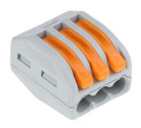 222-413 WAGO 222 Series Lever Connector, 3-Way, 32A, 28 → 12 AWG Wire, Cage Clamp Termination