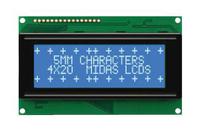 mc24005a6w-bnmlw-v2 Midas MC24005A6W-BNMLW-V2 A Alphanumeric LCD Display, Blue on White, 2 Rows by 40 Characters, Transmissive