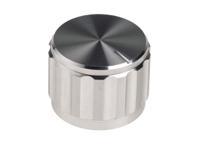 498-873 RS PRO 20mm Silver Potentiometer Knob for 6.4mm Shaft Splined