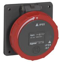 0-511-51 Legrand, Hypra IP67 Red 3P + N + E Socket Socket, Rated At 16A, 415 V No