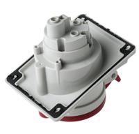 4133266 Scame IP44 Red Panel Mount 3P + E Heavy Duty Power Connector Socket, Rated At 32A, 415 V