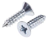 546-5575 RS PRO Bright Zinc Plated Steel Countersunk Head Self Tapping Screw, N°10 x 3/4in Long 19mm Long
