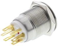 r19ffsspagrr24 EOZ Illuminated Push Button Switch, Momentary, Panel Mount, 19.2mm Cutout, SPDT, Red LED, IP65