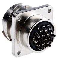ca02com-e20a48p-b ITT Cannon, CA-COM, Copper Alloy 19 Way Box Mount MIL Spec Circular Connector Receptacle, Pin Contacts, Bayonet Coupling