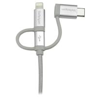 ltcub1mgr StarTech.com USB 2.0, Male USB A to Male Lightning, Micro USB B, USB C, 480Mbps, 1m