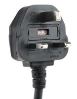 123-0957 RS PRO Straight IEC C13 Socket to Right Angle Type G UK Plug Power Cord, 3m