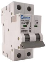 euc2p1c Europa EUC2P EUC MCB, 2P, 1A Curve C, 230V AC, 10 kA Breaking Capacity