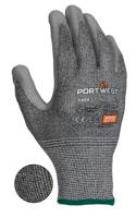 a622g7rs Portwest Grey Elastane, Elastic, Fibreglass, HPPE, Polyester Glove, Size 9, Polyurethane Coating