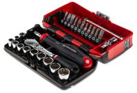 rlnano112 Facom 27-Piece Metric 1/4 in Standard Socket/Bit Set with Ratchet, 12 point