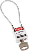 compact-cable-padlock-white-20cm-kd Brady White 1-Lock Rugged Reinforced Nylon Body with Sheathed Steel Cable Keyed Padlocks & Safety Padlocks, 4.7mm