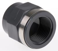 721911008 Georg Fischer Plastic Pipe Fitting, Straight Threaded Socket, Rp 1in to Cement 1in