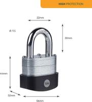 y125b501291 Yale Padlock Brass, Steel Steel Padlock, 9.5mm Shackle, 56mm Body