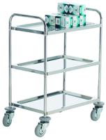 346-8083 RS PRO 3 Shelf Stainless Steel Trolley, 610 x 410mm, 100kg Load