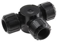 7tca296000r1650-asf16x3tbl Adaptaflex T Piece, Conduit Fitting, 16mm Nominal Size, M16, Nylon 66, Black IP66, IP67 rating