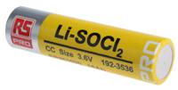 192-3536 RS PRO Lithium Thionyl Chloride 3.6V, 2/3 CS 2/3 CC Battery